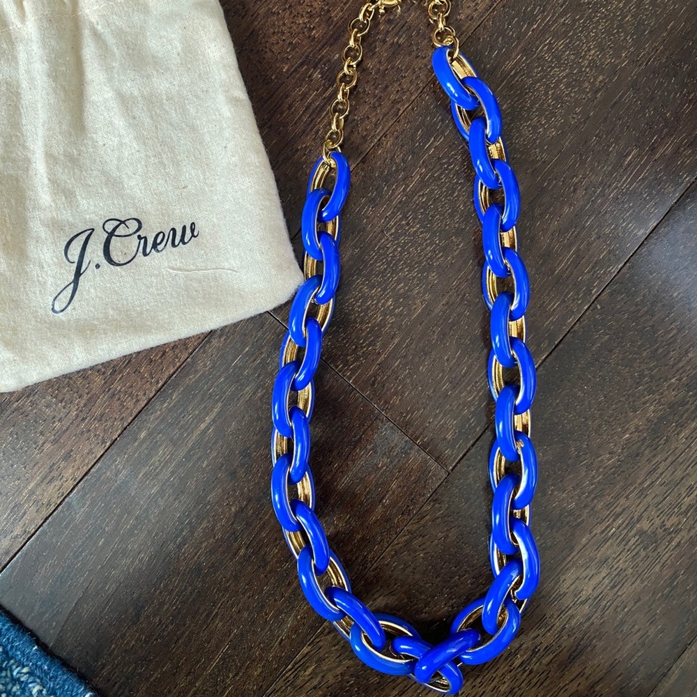 J crew blue  gold chain necklace